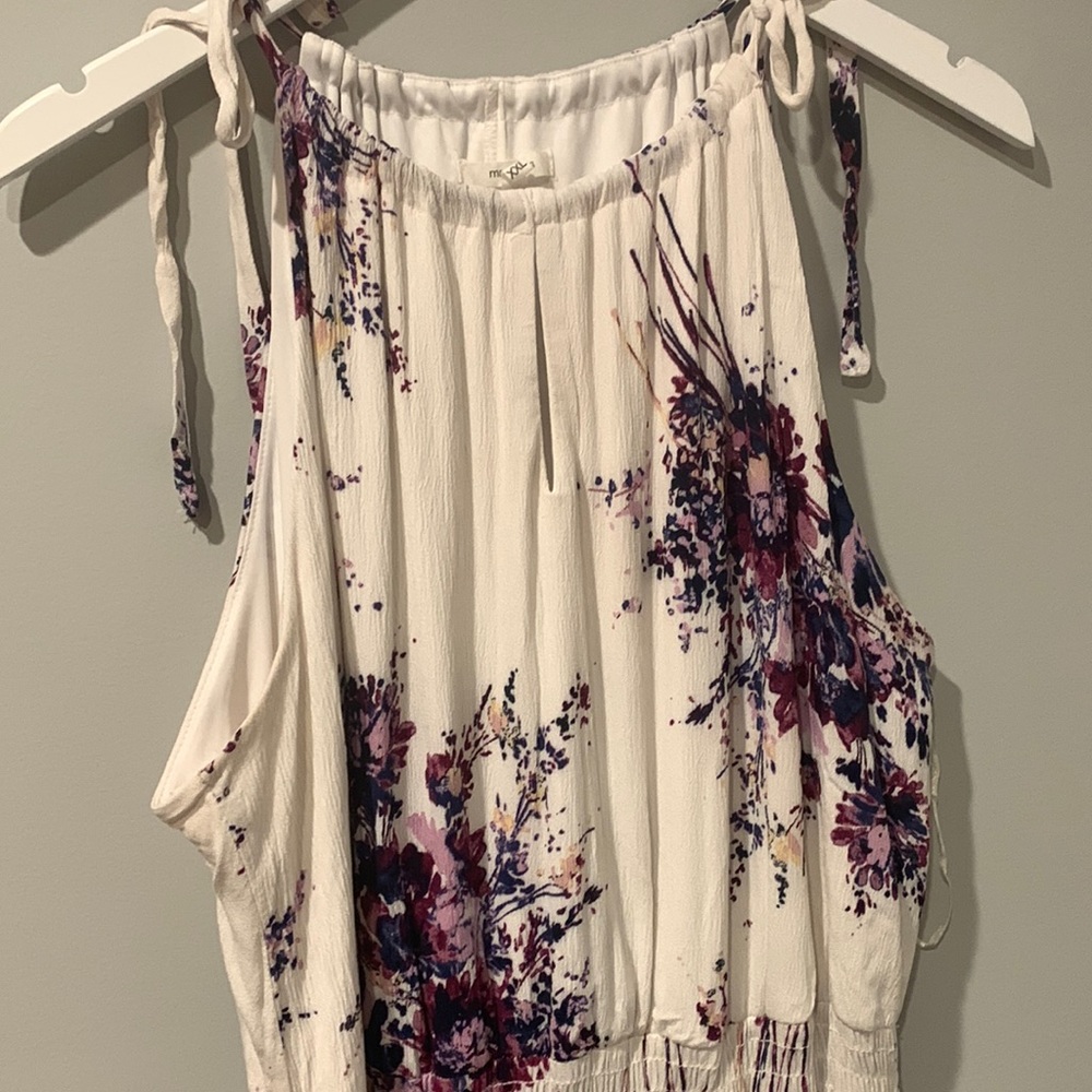 Maurice’s Keyhole Tie Sleeveless Full Length Beachy boho Floral Maxi Dress
